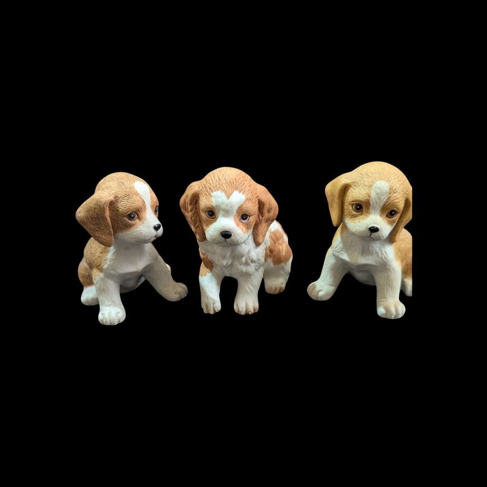 Homco Ceramic Beagle Puppy Figurines Set Of 3 - Hand-Painted‎ Collectibles 3"